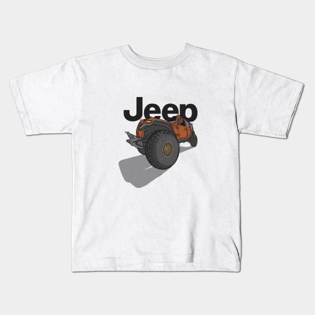 Jeep Design - Brown Kids T-Shirt by 4x4 Sketch